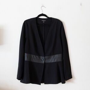 Lane Bryant Black Blazer with Leather Waist Detail